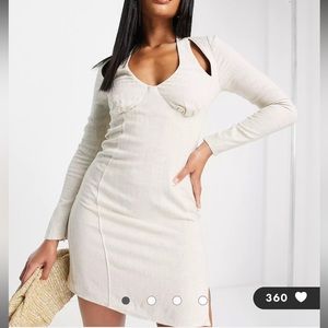 ASOS Long Sleeve Mini Dress in Natural